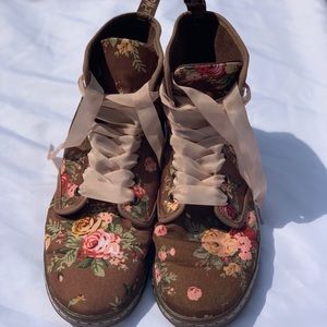 Brown Floral Low Profile Dr. Martens Booties